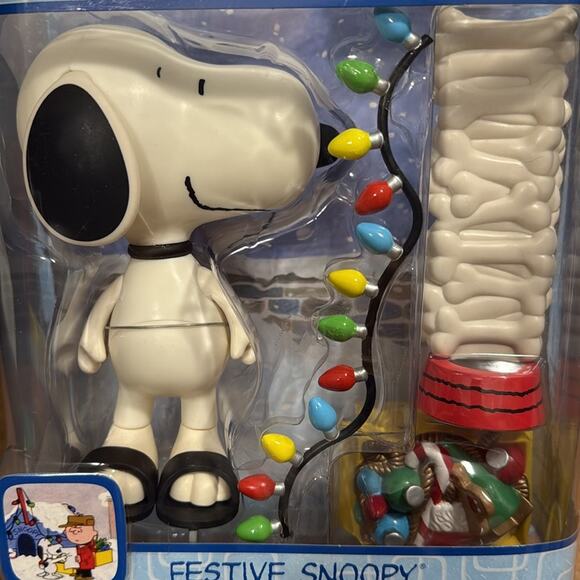 A Charlie Brown Christmas 2004 PEANUTS Festive Snoopy with decor, lights, skates - Picture 4 of 11